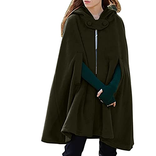 Amxleh Damen Mittelalter Kleid Gehrock Renaissance Kostüm Vintage Uniform Karneval Fasching Halloween Kostüm Party Cosplay Kostüm Lockeres Cape-Oberteil Punk-Stil mit Kapuze und Knöpfen für Damen von Amxleh