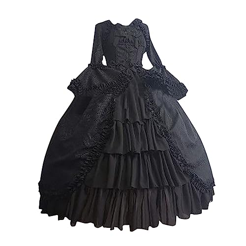 Amxleh Damen Mittelalter Kleid mit Trompetenärmel Traditionelles irisches Kleid für Damen Renaissance Kostüm Damen Gothic Mantel Steampunk Cosplay Top mit Schnürung Karneval Party Halloween Kostüm von Amxleh