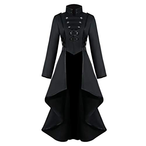 Amxleh Halloween Kleid Kostüm Damen, Damen Steampunk Vintage Frack Jacke Gothic Kleidung Viktorianischer Gehrock Lang Mantel Renaissance Mittelalter Cosplay Uniform Halloween Kostüm von Amxleh