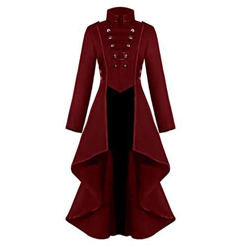 Amxleh Halloween Kleid Kostüm Damen, Damen Steampunk Vintage Frack Jacke Gothic Kleidung Viktorianischer Gehrock Lang Mantel Renaissance Mittelalter Cosplay Uniform Halloween Kostüm von Amxleh