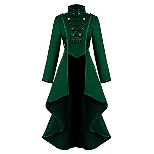 Amxleh Halloween Kleid Kostüm Damen, Damen Steampunk Vintage Frack Jacke Gothic Kleidung Viktorianischer Gehrock Lang Mantel Renaissance Mittelalter Cosplay Uniform Halloween Kostüm von Amxleh