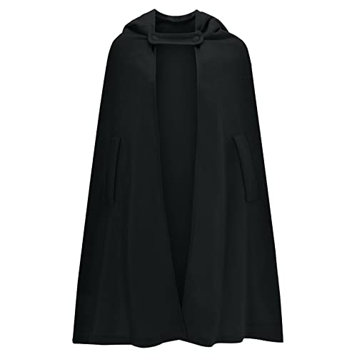 Amxleh Halloween Kostüm Damen Gehrock Renaissance Kleid Damen Vintage Uniform Karneval Fasching Kostüm Party Cosplay Kostüm Lockeres Cape Oberteil Punk Stil mit Kapuze und Knöpfen für Damen von Amxleh