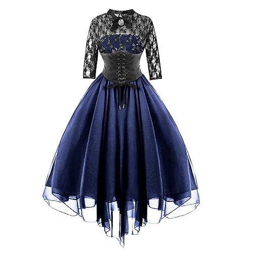 Amxleh Halloween Kostüm Damen Mädchen Renaissance Retro Partykleid Mittelalter Kostüme Damen Gothic Kleider Halloween Karneval Kostüm Damen Vintage Maxikleid für Halloween Karneval Kostüm von Amxleh