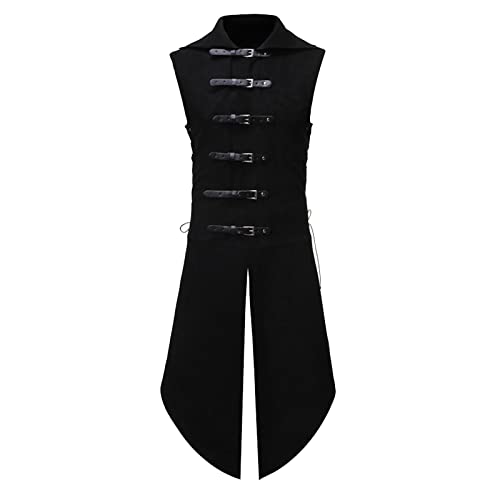 Amxleh Halloween Kostüm Herren Mittelalter Kleidung Herren Viktorianische Kostüme Herren Mittelalterliche Retro Gothic Smoking ärmellose Steampunk Weste Halloween Cosplay Kostüm Karneval Kostüm von Amxleh