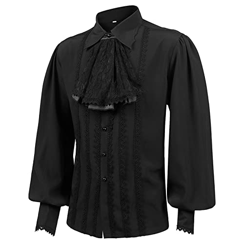 Amxleh Halloween Kostüm Herren Mittelalter Kleidung Herren Viktorianische Kostüme Herrenmode Palace Style Renaissance Mittelalter Steampunk Gentleman Tops Shirt Cosplay Kostüm Karneval Kostüm von Amxleh