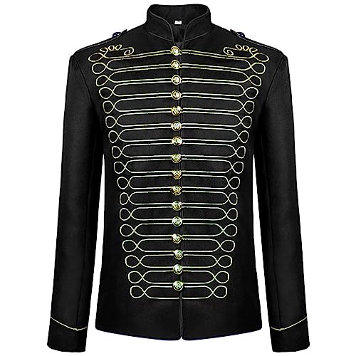 Amxleh Halloween Kostüm Herren Mittelalter Steampunk Jacke Gothic Mantel Renaissance Retro Viktorianische Hof Stickerei Mantel Mittelalterliches Vintage Dampf Schlagzeuger Kostüm für Herren von Amxleh