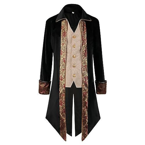 Amxleh Halloween Kostüm Herren Steampunk Jack Gothic Mantel Renaissance Retro Viktorianische Gehrock Uniform Halloween Cosplay Kostüme Mittelalter Kleidung Smoking für Herren im Viktorianischen von Amxleh