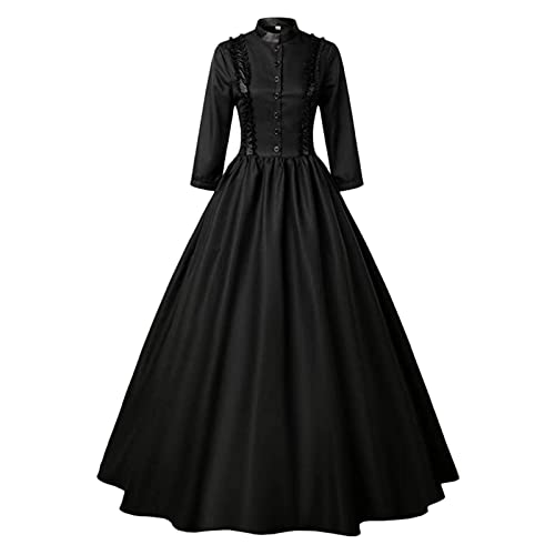 Amxleh Mittelalter Kleid Damen Gehrock Renaissance Kostüm Vintage Uniform Karneval Fasching Halloween Kostüm Party Cosplay Kostüm Gotisches viktorianisches Damenkleid Königin-Maskenkleid von Amxleh