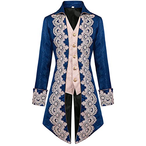 Amxleh Mittelalter Kleidung Herren Kostüme Mantel Männer Gothic Karneval Jacke Viktorianischen Gehrock Uniform Smoking Retro Langer Button Kleidung Halloween Cosplay Kostüm Karneval Kostüm von Amxleh