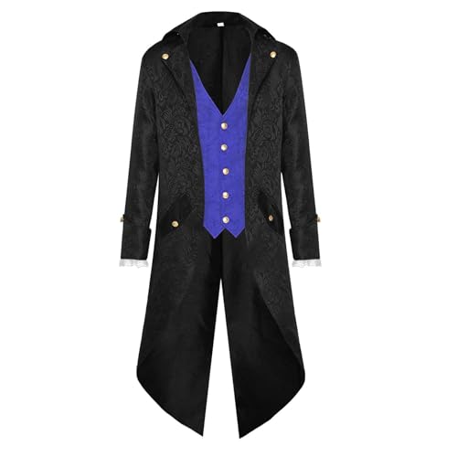 Amxleh Mittelalter Kleidung Herren Kostüme Mantel Männer Gothic Karneval Jacke Viktorianischen Gehrock Uniform Smoking Retro Langer Button Kleidung Halloween Cosplay Kostüm Karneval Kostüm von Amxleh