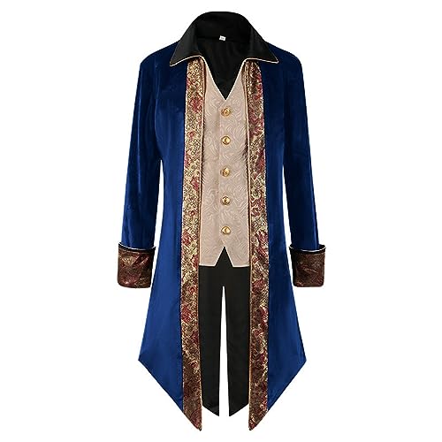 Amxleh Mittelalter Kleidung Herren Steampunk Jack Gothic Mantel Renaissance Retro Viktorianische Gehrock Uniform Halloween Cosplay Kostüme Mittelalterlicher Smoking für Herren im Viktorianischen von Amxleh