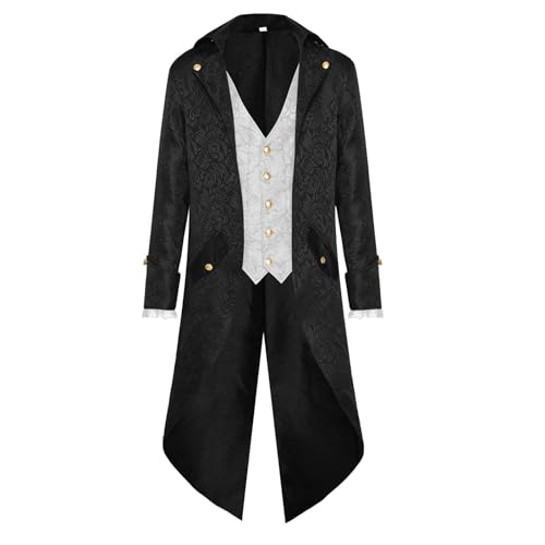 Amxleh Mittelalter Kleidung Herren Steampunk Jack Gothic Mantel Renaissance Retro Viktorianische Gehrock Uniform Halloween Cosplay Kostüme Mittelalterlicher Smoking für Herren im Viktorianischen von Amxleh