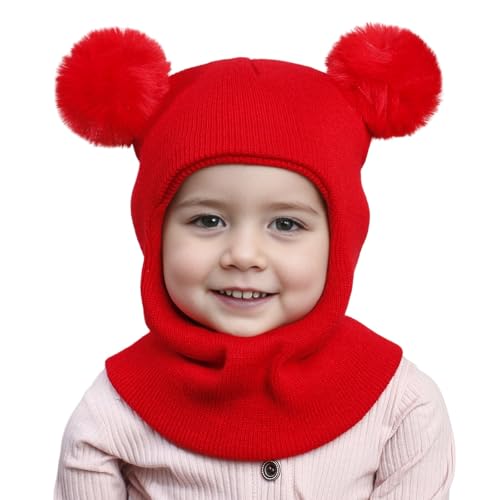 Amxleh Weihnachtsmütze Winter Mütze Rentier, Wintermütze für Kinder mit Ohren und Geweih, Weihnachtsmütze Strickmütze, Dicke Wintermütze Wärmende Mütze, Mädchen-Accessoires für Babys von Amxleh