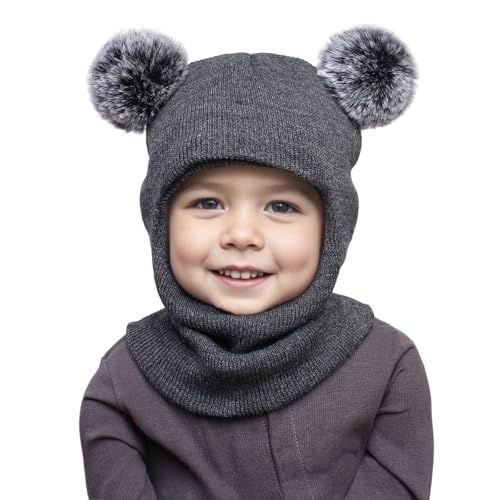 Amxleh Weihnachtsmütze Winter Mütze Rentier, Wintermütze für Kinder mit Ohren und Geweih, Weihnachtsmütze Strickmütze, Dicke Wintermütze Wärmende Mütze, Mädchen-Accessoires für Babys von Amxleh