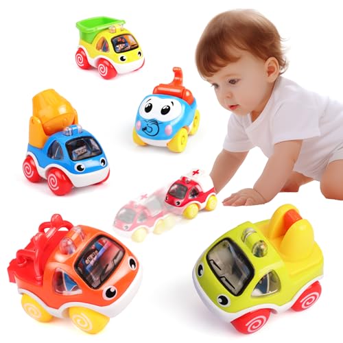 Amy & Benton Spielzeugauto Aufziehbar 1 2 3 Jahr, 6PCS Aufziehauto ab 1 Jahr, Pull Back Auto Baby 1 Jahr Junge und Mädchen von Amy & Benton