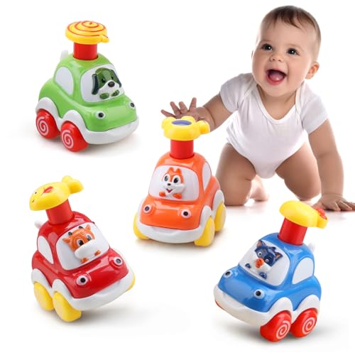 AmyBenton Baby Auto Spielzeug ab 1 Jahre Junge - Spielzeugautos ab 2 Jahren - 4pcs Press & Go Spielzeugauto Geschenke für Jungen 1 2 Jahre von Amy & Benton