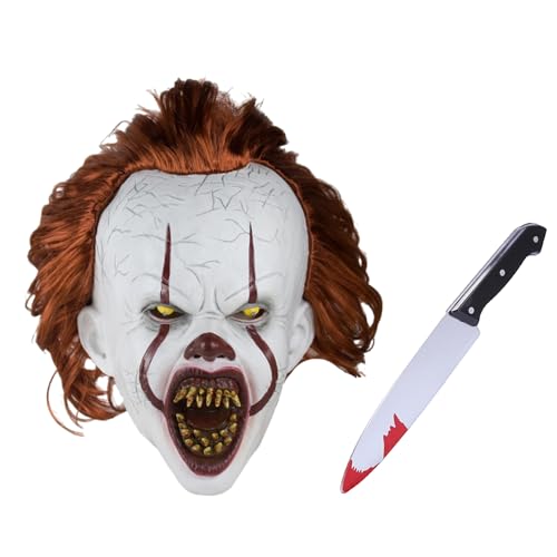 Amycute Gruselige Clownmaske Halloween Clown Maske für Erwachsene, böse Clownmaske für Männer Gruselige IT Maske Horror Cosplay Maske von Amycute