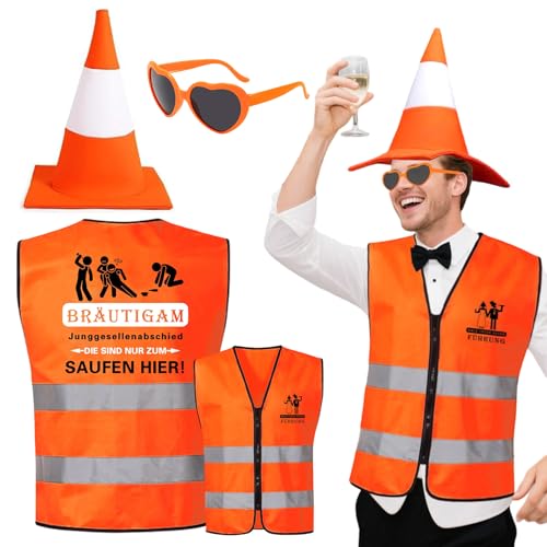 Amycute JGA Männer Kostüm Weste, Junggesellenabschied Männer, JGA Accessoires mit Brille Hut Hochzeit Deko Amycute JGA Männer Kostüm Weste, Junggesellenabschied Männer, JGA Accessoires mit Brille Hut Hochzeit Deko von Amycute