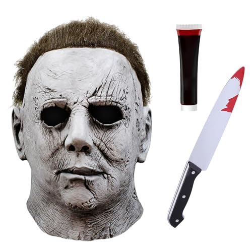 Amycute Michael Myers Maske für Erwachsene Männer, Halloween Horror Maske Gruselige Masken für Erwachsene Killer Cosplay Kostüm von Amycute