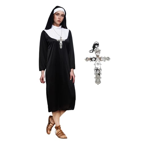 Amycute Nonnenkostüm für Damen, Halloween, Kirche, religiös, Cosplay, Verkleidung für Erwachsene von Amycute