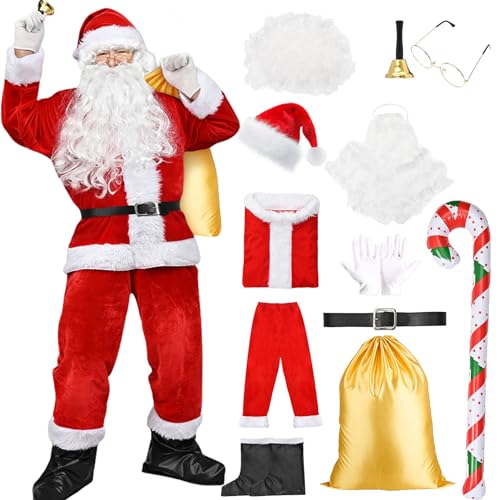 Amycute Weihnachtsmann Kostüm Herren Luxus Weihnachtsmann Anzug Erwachsene Weihnachtsmann Verkleidung Weihnachten Outfit Übergröße von Amycute