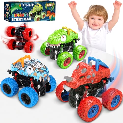 Amzeeniu Monstertruck Auto Spielzeug ab 2 3 Jahre Junge,3 Stück Monster Trucks Aufziehauto,360 Grad Rotierende Spielzeugauto Reibungsbetriebene Geburtstag Geschenke für Kinder Jungen Autos Spiele von Amzeeniu