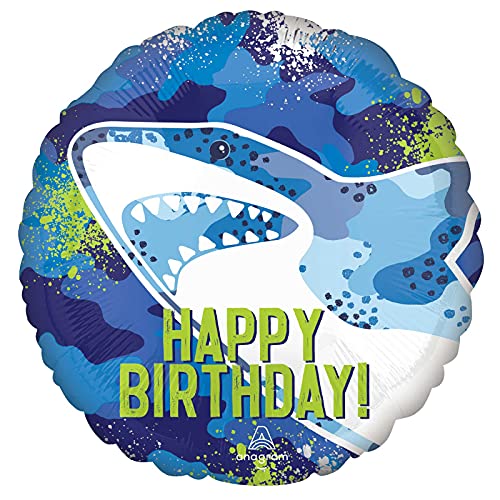 18In Shark Happy Birthday Foil Balloon von Anagram