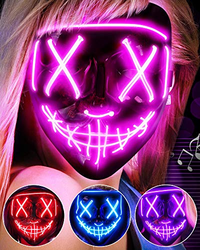 AnanBros Halloween Maske, LED Maske im Dunkeln Leuchtend, 3 Beleuchtungsmodi für Kostümspiele Cosplays Feste und Partys (Rosa) AnanBros Halloween Maske, LED Maske im Dunkeln Leuchtend, 3 Beleuchtungsmodi für Kostümspiele Cosplays Feste und Partys (Rosa) von AnanBros