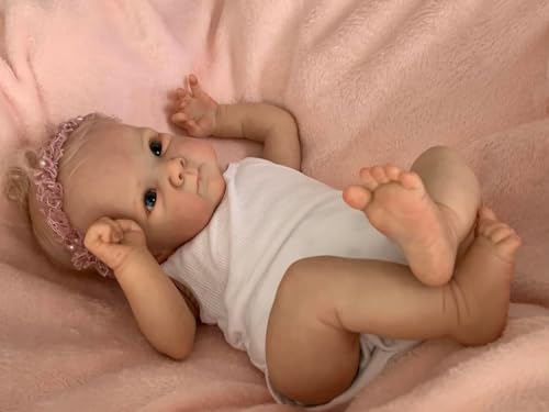 Anano 18 Zoll 45 cm Lebensechte Echte Babygröße Reborn Baby Mädchen, Vinyl Ganzkörper Babypuppen Wie Echt, Reborn Puppen Lebensecht Mit Zubehör von Anano