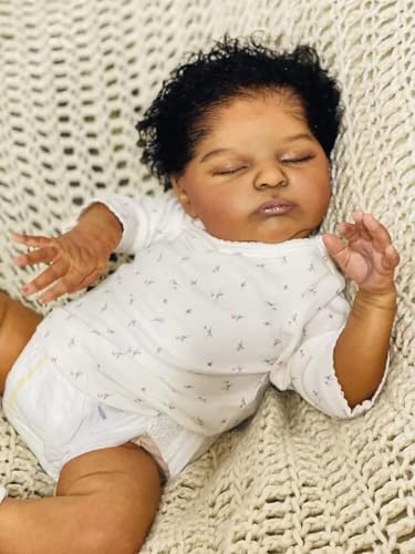 Anano 45CM Schwarzes Reborn Baby Mädchen Puppe Vollsilikon Lebensechte Babypuppen Wie Echt Afrikanisch-Amerikanische Echte Baby Puppe Silikonpuppe (19"-Laura-SILIKON-Weiss-MÄDCHEN) von Anano