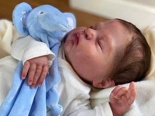 Anano Reborn Baby Mädchen 60 cm realistisch lächelnd blond blau äugig Silikon Reborn Baby Realistische Mädchen Reborn Babypuppen (Remi-Ashton) von Anano