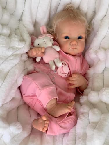 Anano Gewicht Reborn Baby Vollsilikon Lebensecht Mädchen 45 cm Reborn Baby Puppe Realistische Babypuppe Sammlerpuppe Mit Lebensechten Details & Vollständigem Zubehör (Rosa Kaninchen-Strampler) von Anano