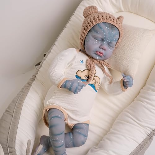 Anano Hyperrealistische Reborn Baby Vollsilikon Lebensecht Babypuppen Wie Echt Avatar Silikonpuppe Mit Leuchtender Haut in Verschiedenen Größen Und Modellen (20"-RBG-Baumwoll-EIERGELB) von Anano