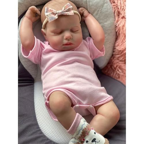 Anano Realistische Reborn Baby Puppen Loulou 20-Zoll Niedliche Neugeborene Silikon Baby Puppen, Die Echt Aussehen, Lebensechte Handgemachte Bebe Mit Blauen Adern Für Kinder von Anano