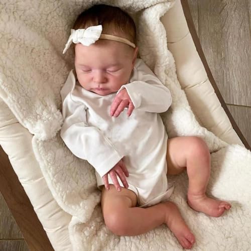 Anano Reborn Baby Laura 19-Zoll Newborn Echte Baby Puppe Bebes Reborn Toddler Silikon Puppe Realistische Reborn Babys Mit Venen Verwurzelte Haar Fütterung Schnuller von Anano