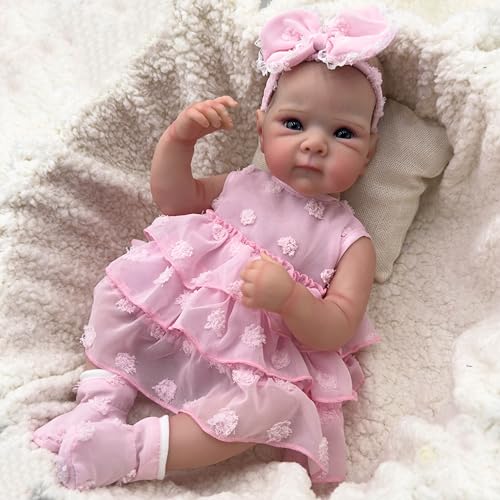 Anano Reborn Baby Mädchen 18 Zoll/48 cm Reborn Baby Vollsilikon Lebensecht Newborn Baby Puppe Silikon Puppe Wie EIN Echtes Baby, Zubehör Für Echt Aussehende Puppen Real Born Baby Puppe von Anano