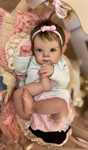 Anano Reborn Baby Mädchen Puppe 48cm Alle Silikon Newborn Baby Puppe Gewichtete Körper Reborn Baby Vollsilikon Lebensecht Reborn Babys Echt Aussehende Puppen Mit Blonden Haaren von Anano