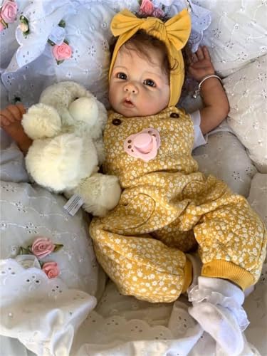 Anano Reborn Baby Mädchen Toddler Mit Adern 20 Zoll Realistische Babypuppe Lebensechte Silikon Baby Sehen Echt Aus Und Fühlen Sich Echt Babys Mit Haaren von Anano