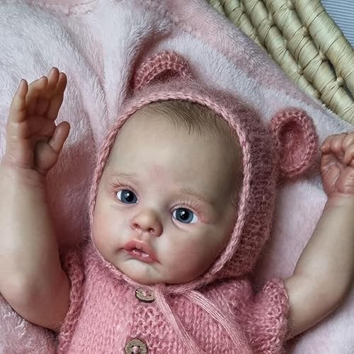 Anano Reborn Baby Puppen, 18Zoll Lebensechte Baby Puppen Mädchen Vollsilikon Vinyl Körper Babypuppe Realistische Kleinkinder Puppen Anatomisch Korrekt Handgezeichnetes Haar Echt Aussehende Puppen von Anano