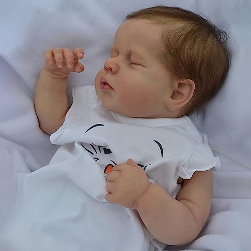 Anano Reborn Baby Puppen, 20Zoll Schlafende Realistische Baby Puppen Vollsilikon Vinyl Körper Junge Baby Puppe Waschbare Lebensechte Baby Puppen Lebendig Preemie Neugeborenes Baby Puppe von Anano