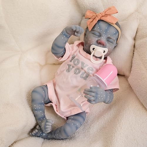 Anano Reborn Baby Puppen Avatar Levi 19 Zoll 48 cm Reborn Puppen Realistische Neugeborene Baby Puppen Poseable Full Vinyl Körper Mädchen, Avatar Zum Schlafen,Wie EIN Echtes Baby von Anano