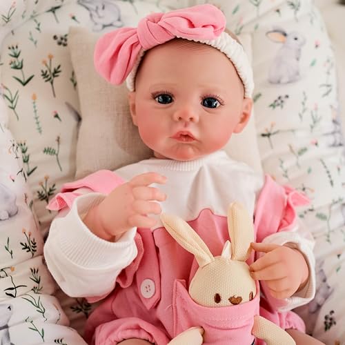 Anano Reborn Baby Puppen Wiese.19 Zoll Realistische Neugeborene Baby Puppe, Nette handgemachte Tuch Körper Gewichtete Reborn Puppen mit gemaltem Haar für Kinder Alter 3+ von Anano