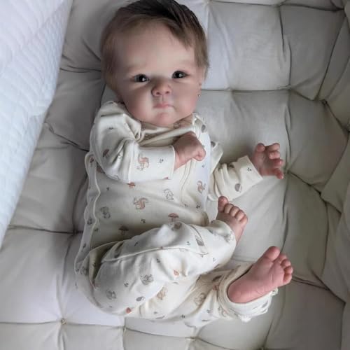 Anano Reborn Baby Vollsilikon Lebensecht, Reborn Baby Mädchen, 45CM Lebensechte Babypuppen Wie Echt Wie EIN Baby Puppe, Reborn Puppen Lebensecht Silikon Baby Mädchen Waschbar von Anano