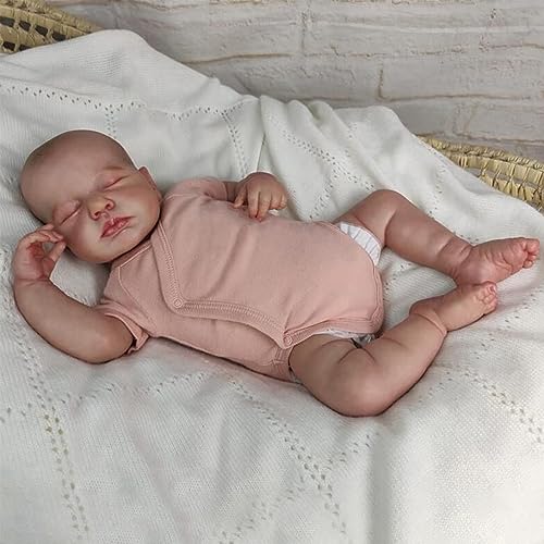 Anano Reborn Baby Vollsilikon Lebensecht 50cm Schlafen Reborn Puppe Mädchen Lebensecht Newborn Baby Puppe Echtes Sichtbare Venen Aussehen Und Fühlen Echte Reborn Toddler Silikon Baby Spielzeug von Anano