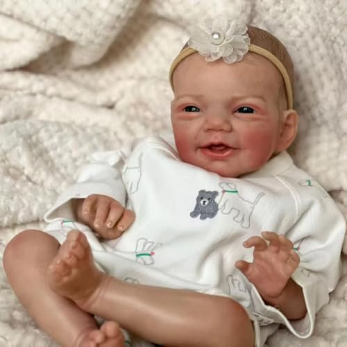 Anano Reborn Baby Vollsilikon Mädchen Lebensechte Babypuppen Toddler 50cm Silikon Newborn Baby Puppe Mit Zubehör Realistische Babypuppe Geschenk Für Erwachsene (weiß) von Anano