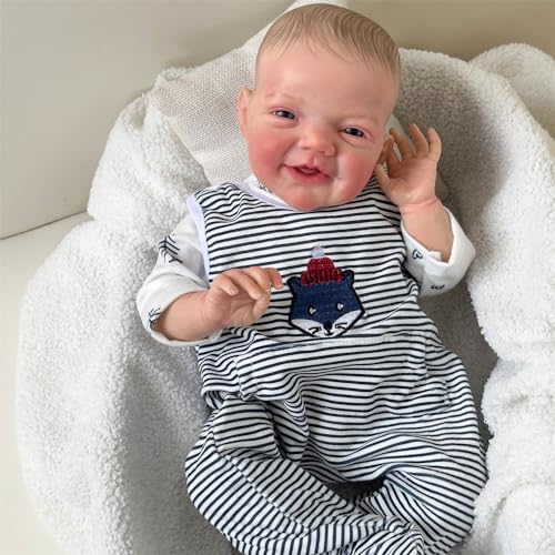 Anano Reborn Babypuppen Junge Silikon Baby 20 Zoll Newborn Baby Puppe Bebe Reborn Mädchen Realistische Reborn Babys Echtes Baby Puppen Die Wie Echte Babys Aussehen Lächelnder Mund Offen von Anano