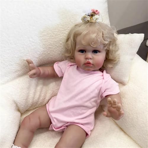 Anano Reborn Bebe Puppen Mädchen - 24 Zoll Ellie Große Echte Leben Baby Puppen, Lebensechte Handgemachte Tuch Körper Nette Reborn Baby Puppen Mit Langem Haar Für Kinder Alter 3+ von Anano