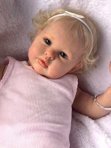 Anano Reborn Bebe Puppen Mädchen - 24 Zoll Ellie Große Größe Echte Leben Baby Puppen, Lebensechte Handgemachte Tuch Körper Nette Reborn Puppen Mit Langem Haar Für Kinder Alter 3+ von Anano