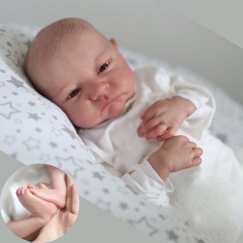 Anano Reborn Puppe Silikon Babys Mädchen 19 Zoll 48cm Lebensechte Vollsilikon Babypuppe Wie Echtes Baby Ganzkörper Silikon Weiche Neugeborene Baby Puppen Levi Waschbare von Anano