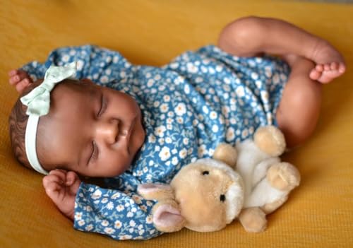 Anano Schwarz Reborn Baby Mädchen Lebensechte Babypuppen Mischrasse Reborn Toddler Afrikanisch Amerikanische Realistische Puppe 19 Zoll Biracial Silikonpuppe Wirklich Für Demenz von Anano